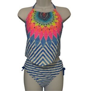 NWT Arizona Jean Company Plus Striped Tankini